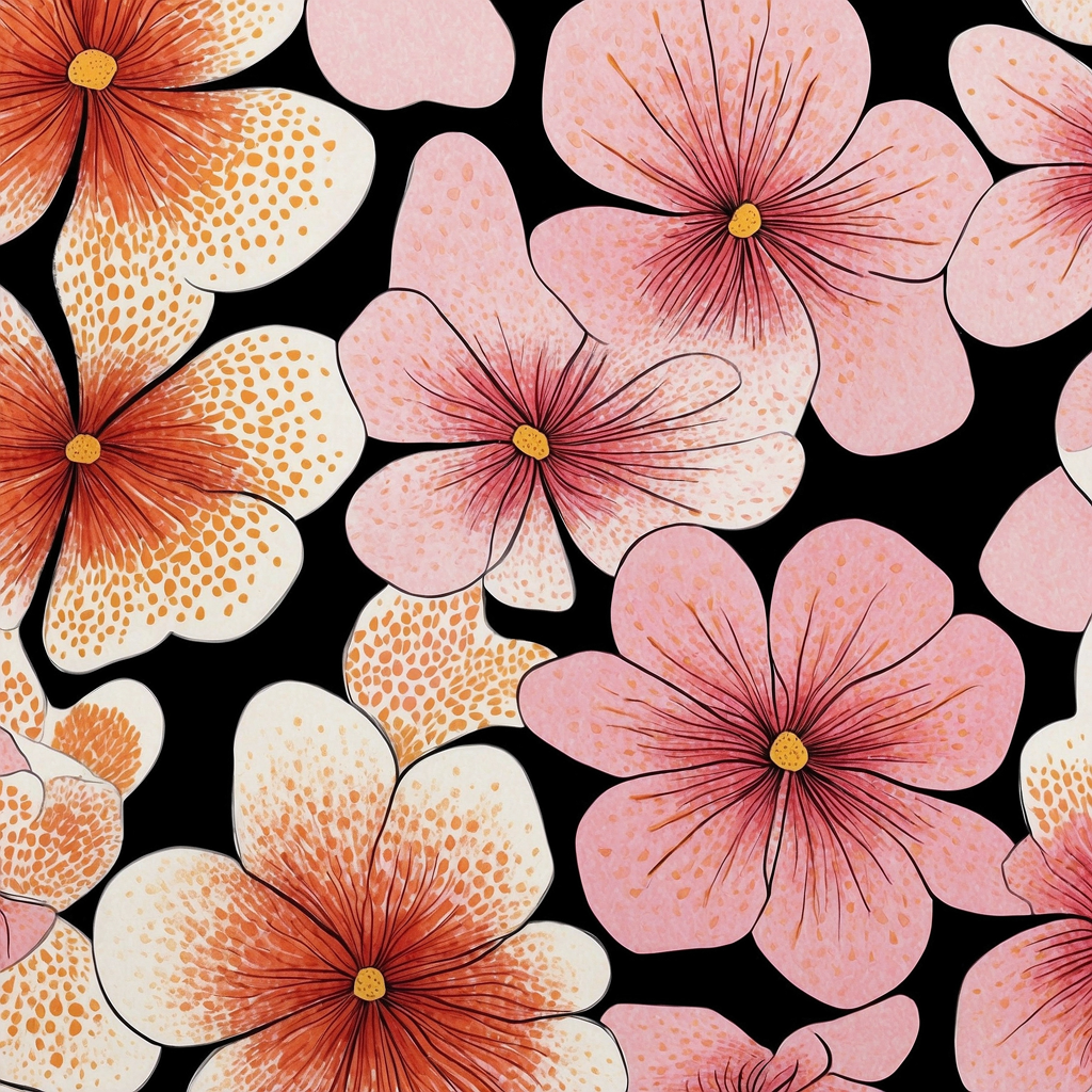 Kollektion Kirschblüten Seidentuch aus Satin: Inspiriert von Yayoi Kusama (Design V)