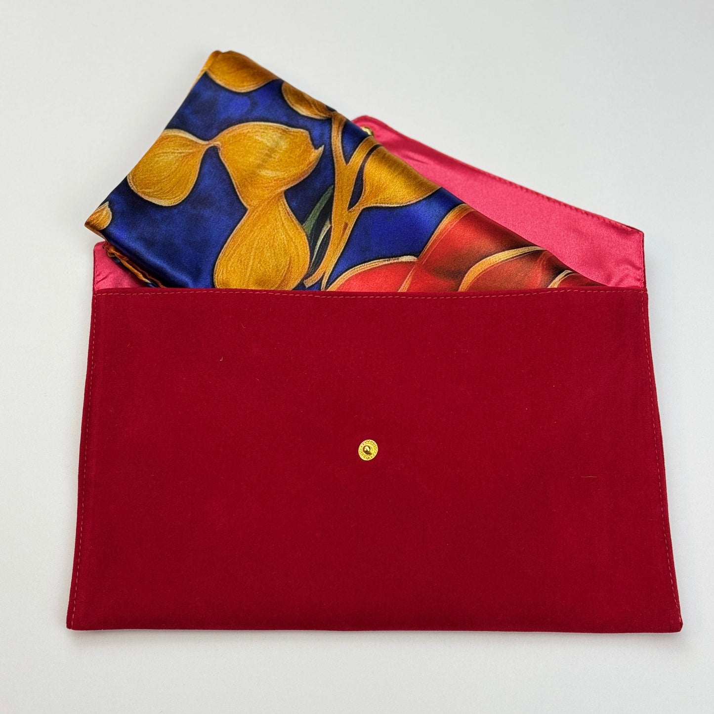 Opulentes Rosen Halstuch aus Satin Seide: Inspiriert von Gustav Klimt