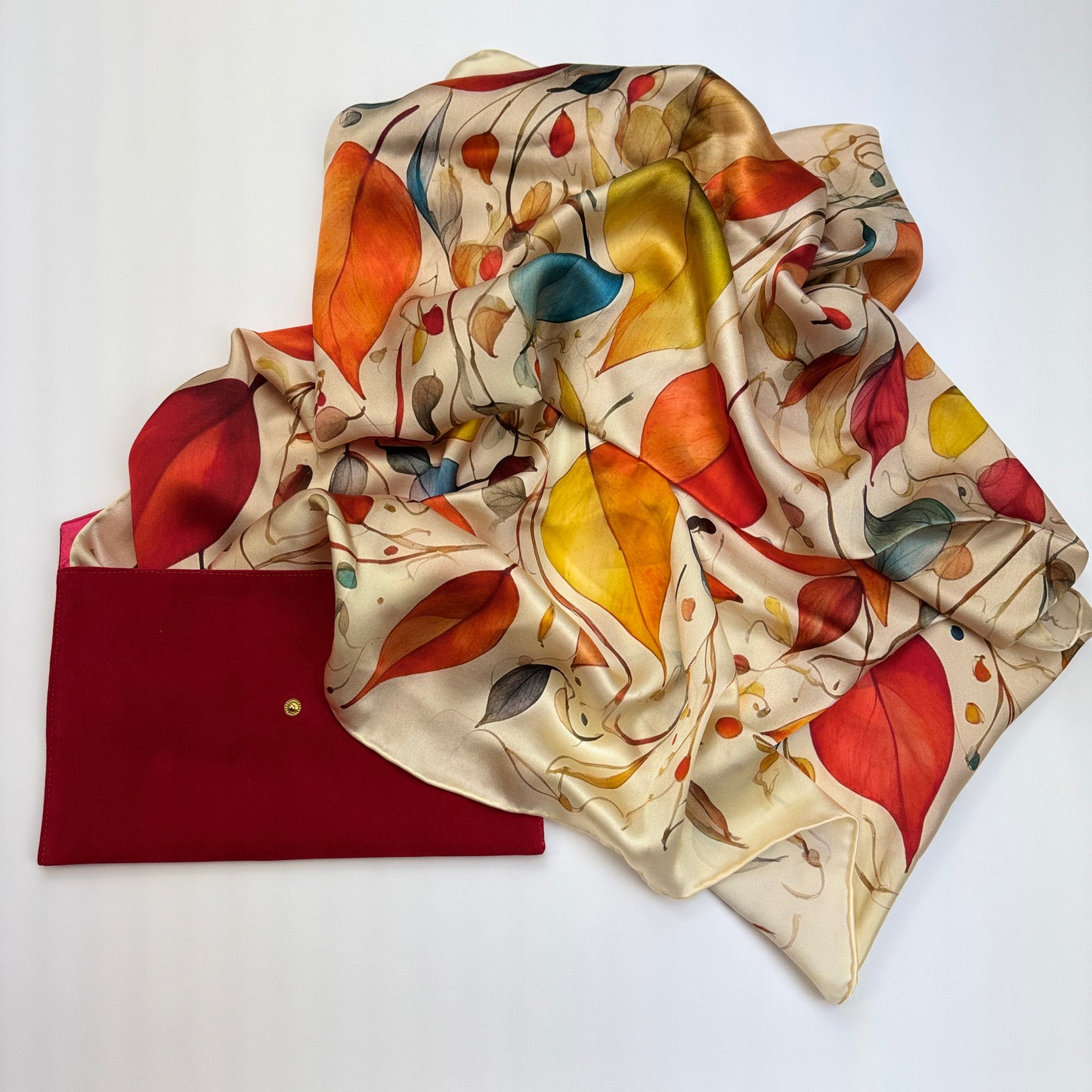 Herbstblätter Seidentuch aus Satin: Inspiriert von Wassily Kandinsky