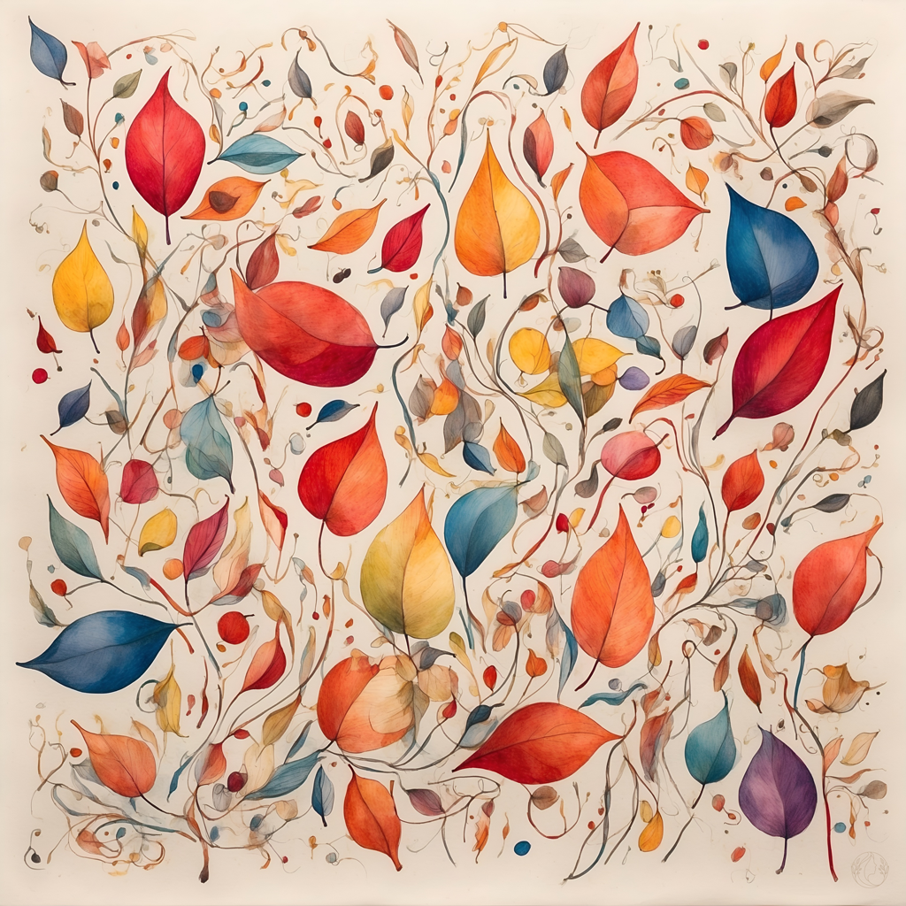 Herbstblätter Seidentuch aus Satin: Inspiriert von Wassily Kandinsky