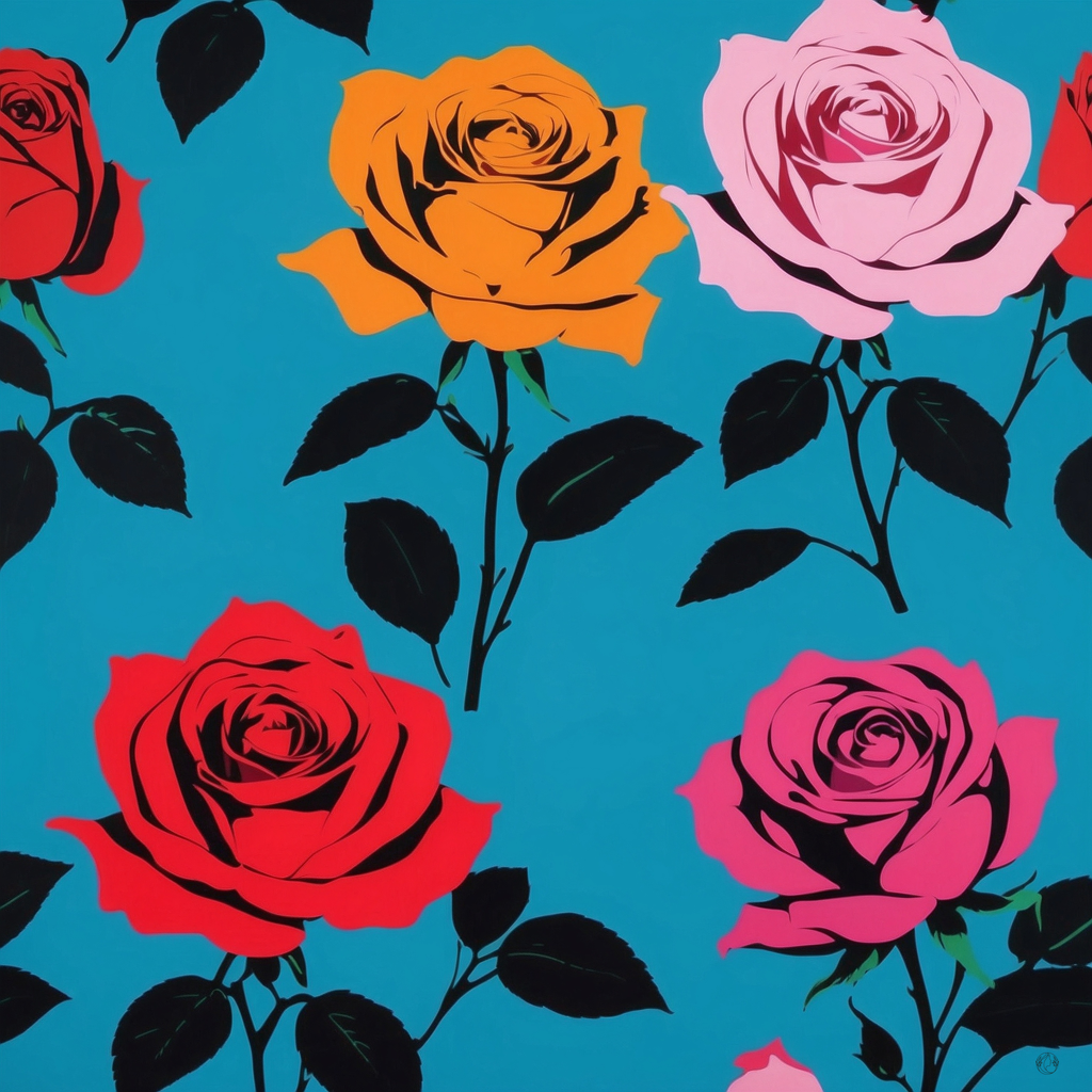 Pop Art Rosen Seidentuch aus Satin: Inspiriert von Andy Warhol