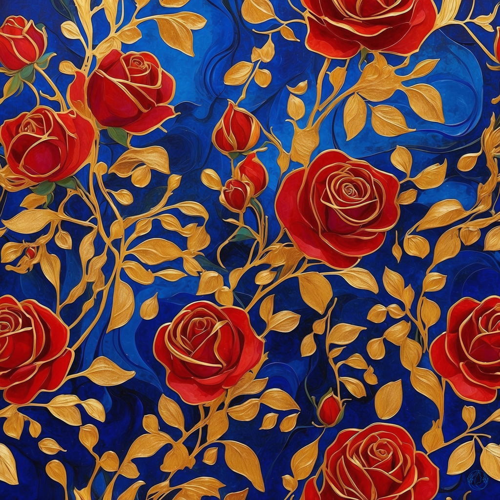 Opulentes Rosen Halstuch aus Satin Seide: Inspiriert von Gustav Klimt