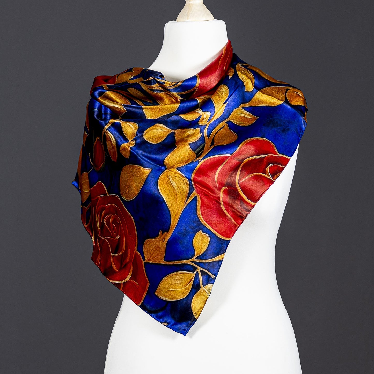 Opulent Roses Satin Silk Scarf: Inspired by Gustav Klimt