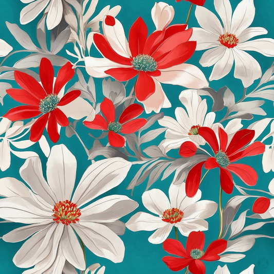 Vibrant Daisies on Satin Silk Scarf: Inspired by David Hockney