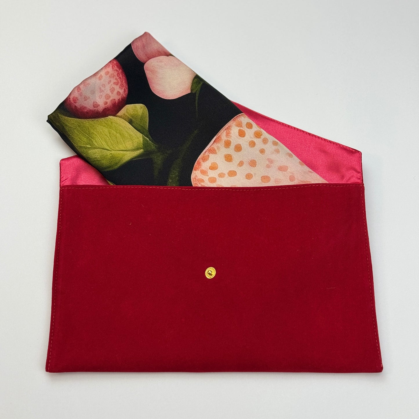 Cherry Blossom Satin Silk Scarf Collection: Inspired by Yayoi Kusama (Design IV)