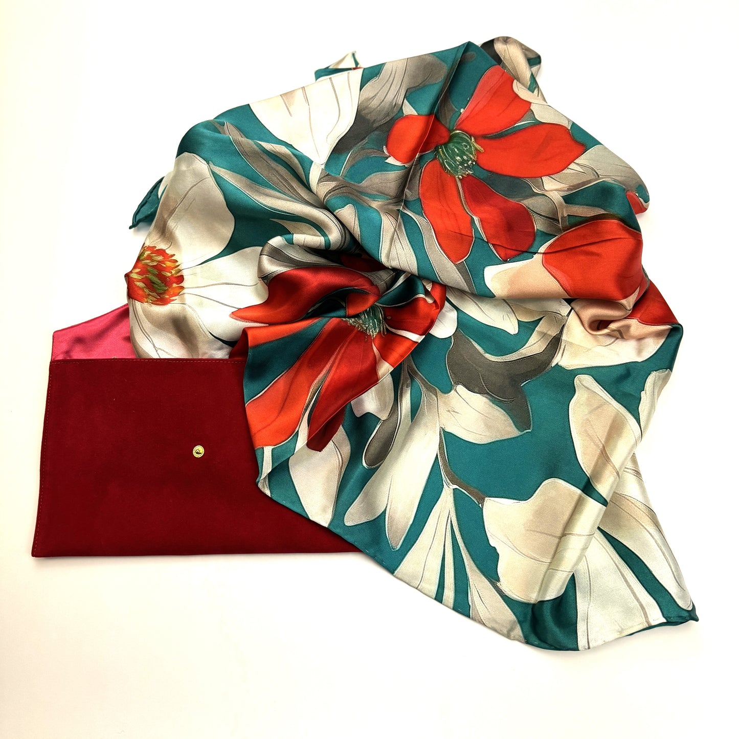 Vibrant Daisies on Satin Silk Scarf: Inspired by David Hockney