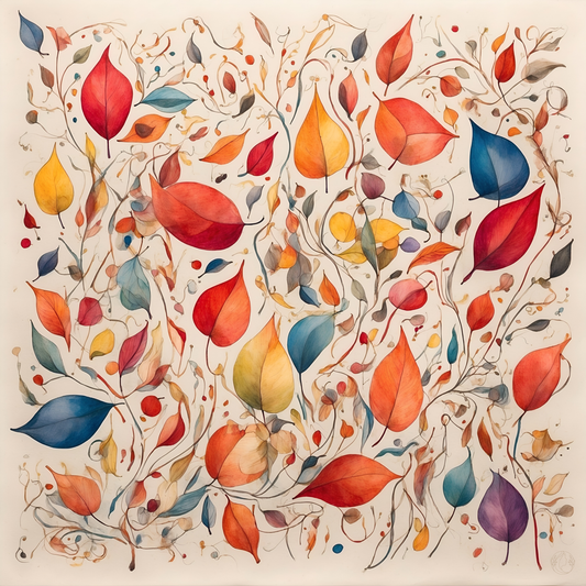 Autumn Leaves Satin Silk Scarf: Inspired by Wassily Kandinsky